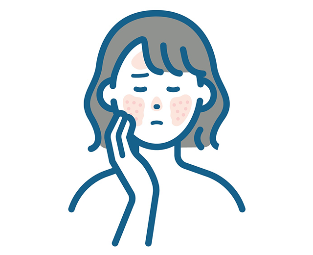 赤ら顔の女性のイラスト