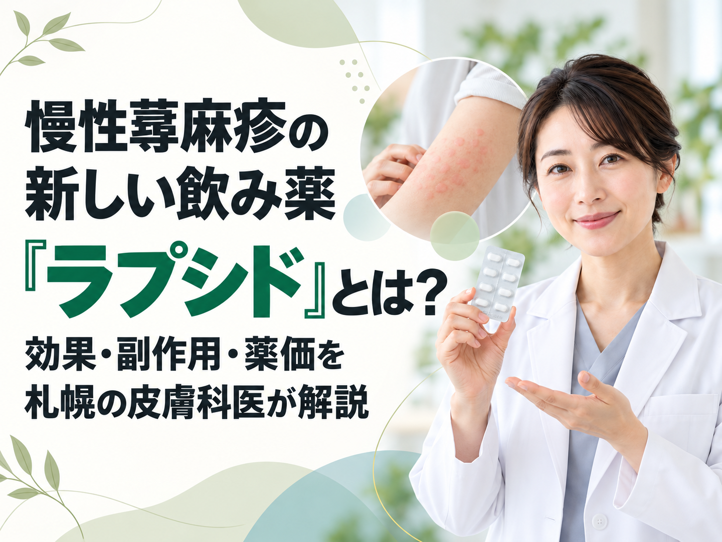慢性蕁麻疹の新しい飲み薬「ラプシド」とは？効果・副作用・薬価を札幌の皮膚科医が解説
